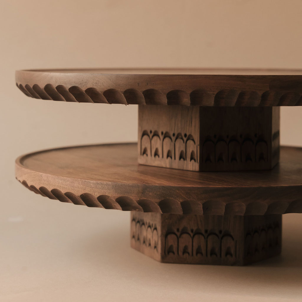hand carved cake stand