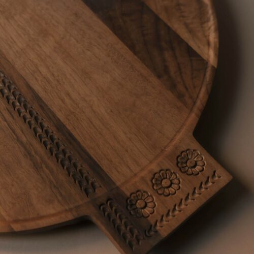 wooden serving tray with handles