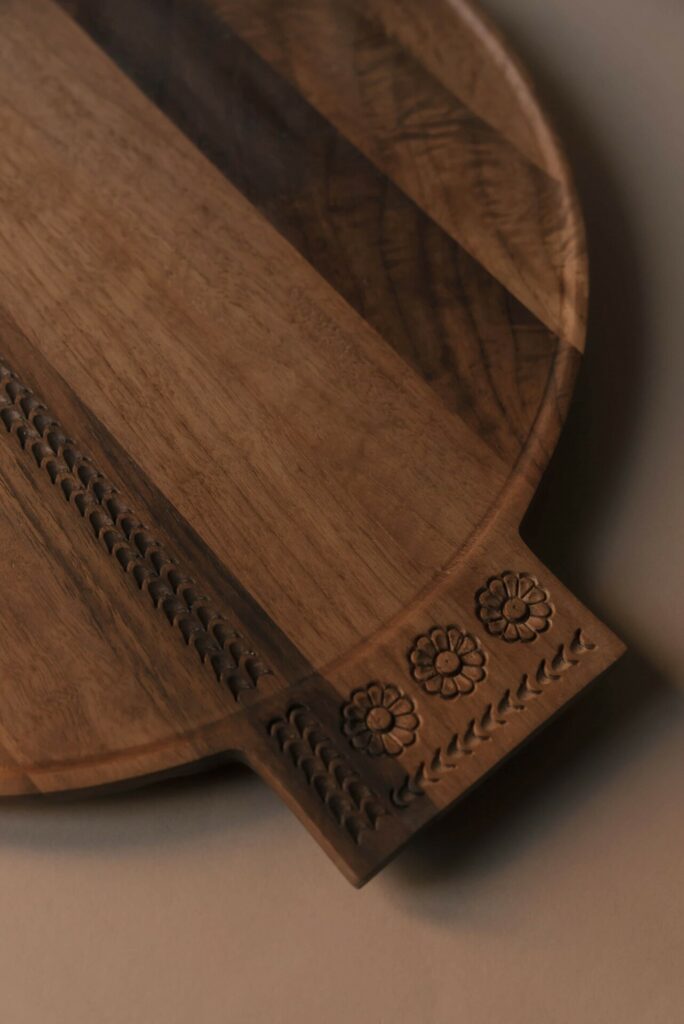 wooden serving tray with handles