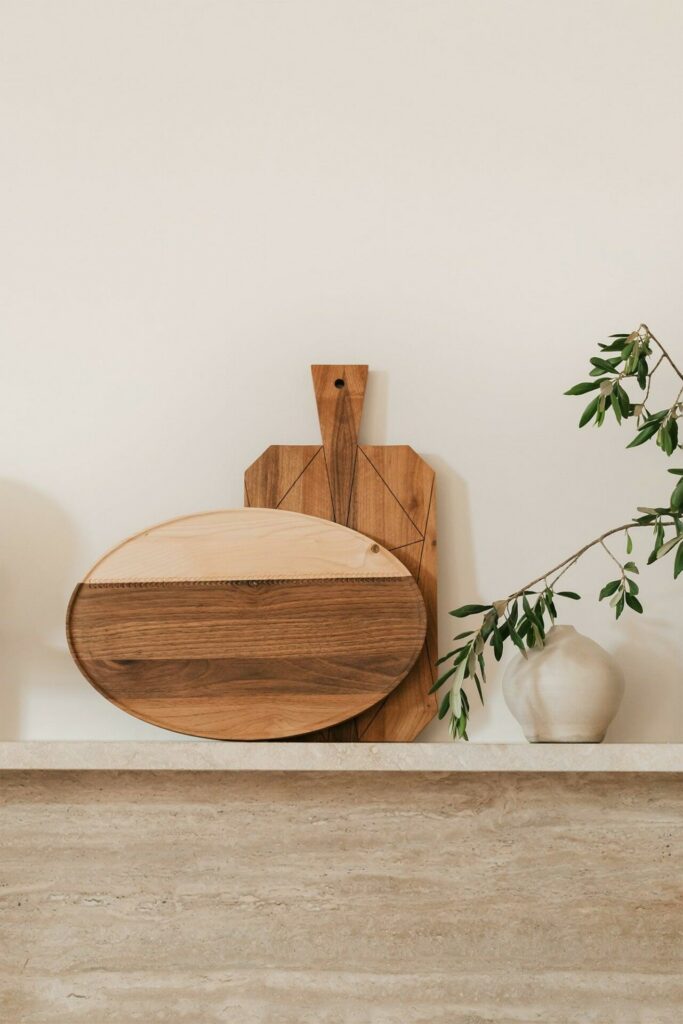 two wooden trays placed on wall