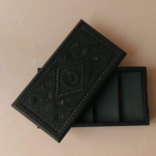 black wooden jewellery box