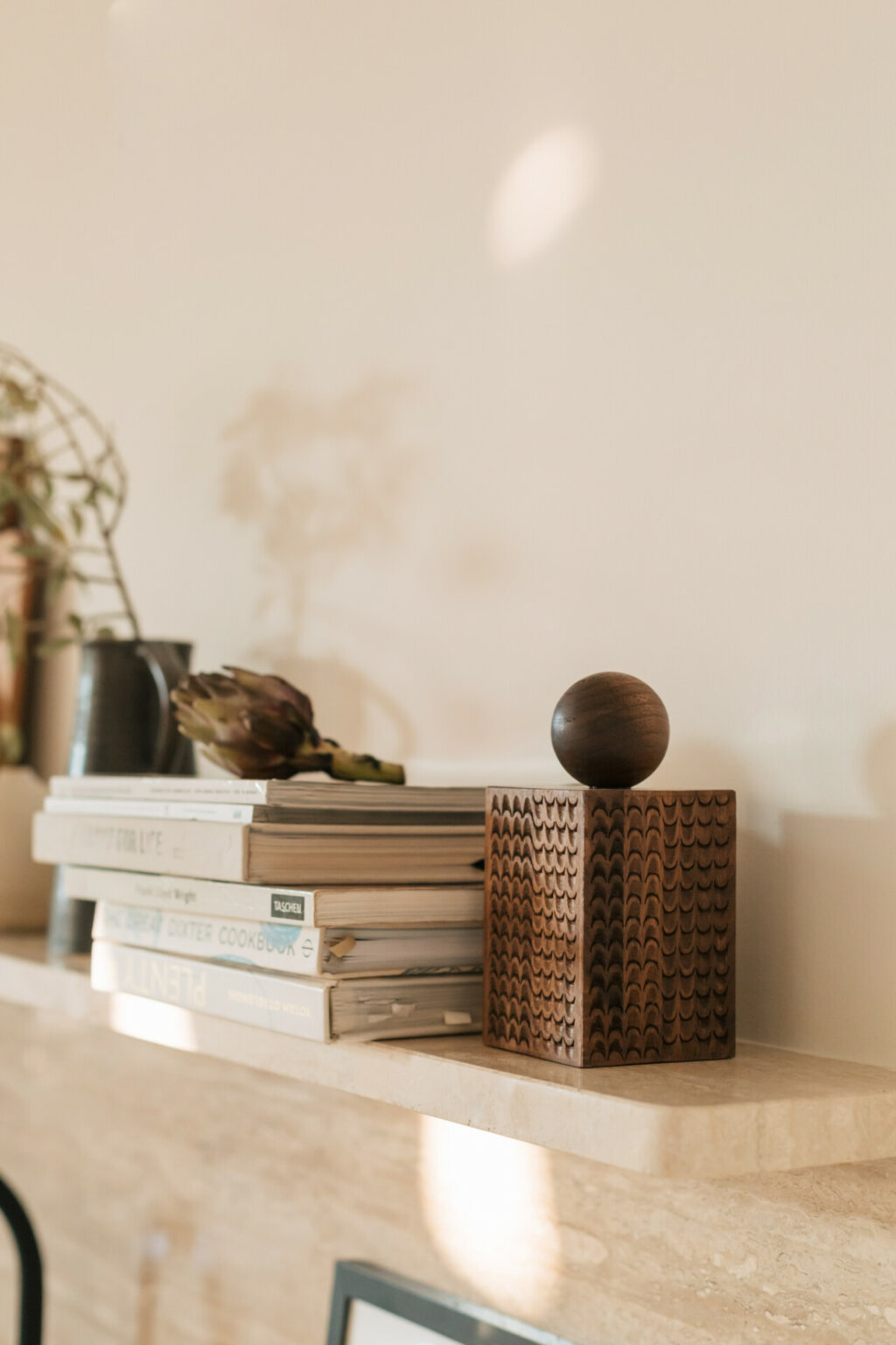 Par Wooden Bookends on a shelf