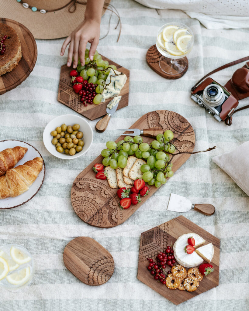 A picnic with WAGA items on the blanket